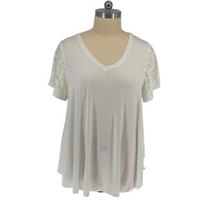 Lane Bryant Swing Top White Lace Sleeve V-Neck Plus 22/24